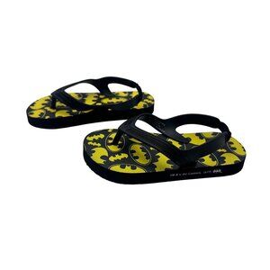 Bioworld Merch Little Boy Toddler DC Black Batman Bat Logo Strap Flip Flop 7-8